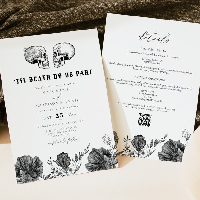 NOVA Til Death Gothic Skull Wedding Details and Invitation (Creator Uploaded)