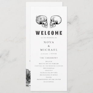 NOVA Til Death Gothic Skull Wedding Program Card