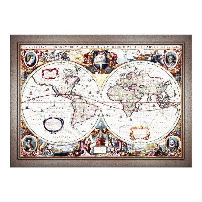 Nova Totius Terrarum Orbis by Henricus Hondius II Photo Print (Front)