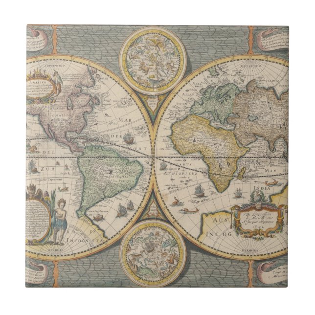 Nova Totius Terrarum Orbis Geographica Ceramic Tile (Front)