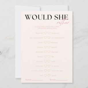 Nova Would She Rather Bridal Game Invitation