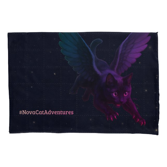 #NovaCatAdventures – Winged v2 pillowcase (Front)