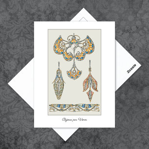 Noveau Jewels Illustration Henri Vever Postcard