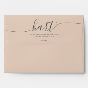 Novelle Peach with Black Script Return Address Envelope