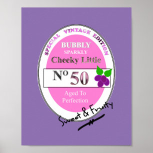 Novelty 50th Milestone Birthday Funny Wine Label Poster