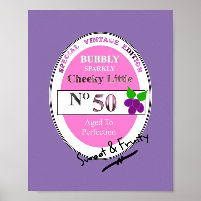 Novelty 50th Milestone Birthday Funny Wine Label Poster (Front)