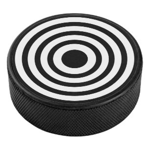 Novelty Black and White Bullseyes Circles Hockey Puck