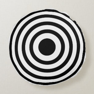 Novelty Black and White Bullseyes Circles Round Cushion