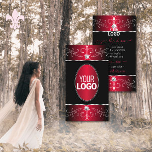 Novelty Black Red Ornate Ornaments Jewels Add Logo Business Card