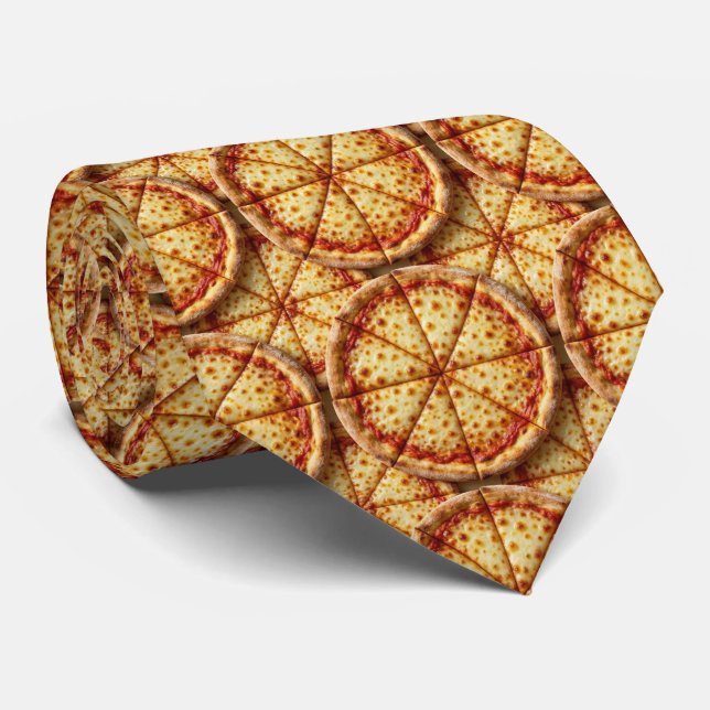 Novelty Cheese Pizza | Fast Food Pattern Neck Tie (Rolled)