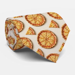 Novelty Cheese Pizza Fast Food Pattern Neck Tie