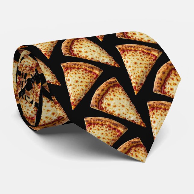 Novelty Cheese Pizza | Fast Food Pattern Neck Tie (Rolled)