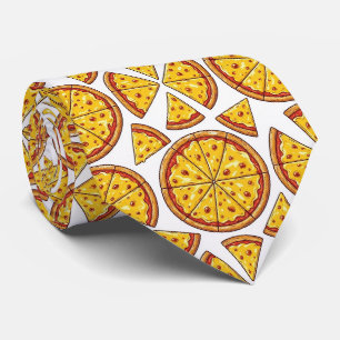 Novelty Cheese Pizza   Fast Food Pattern Neck Tie