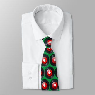 NOVELTY CHRISTMAS NECK TIE, Santa red 45RPM retro Tie