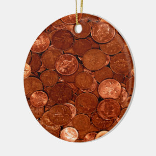 Novelty Copper Coins Ceramic Tree Decoration