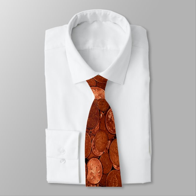 Novelty Copper Coins Tie (Tied)