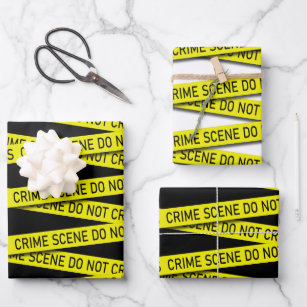 Novelty Crime Scene Do Not Cross Pattern Wrapping Paper Sheet