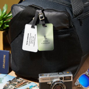 Novelty Elegant Monogrammed Green Metallic Luggage Tag