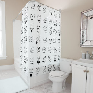 Novelty Emoji Face Expressions Pattern Shower Curtain