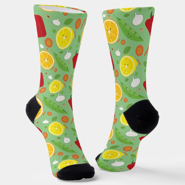 Novelty Fun Pattern Vegetable Fruit Food  Socks (Angled)