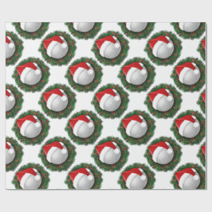 Novelty Golf Ball and Santa Hat Wrapping paper