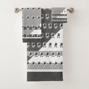 Novelty Grey White Socks Bath Towel Set