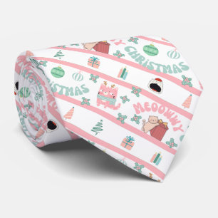 Novelty Holiday Cat Christmas Tie