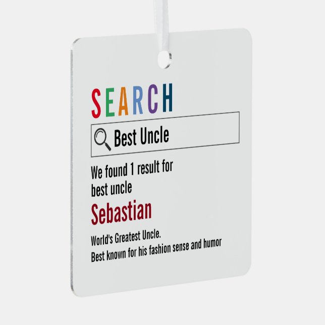 Novelty Internet Search Result Personalised Metal Tree Decoration (Front Right)