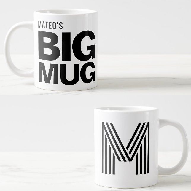 Novelty JumboCup | Custom Name & Initial  Large Coffee Mug (Extra Large Ceramic Coffee Mugs with handle )