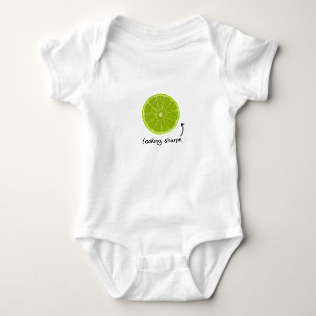 novelty "looking sharpe" lime baby clothes bodysuit (Front)