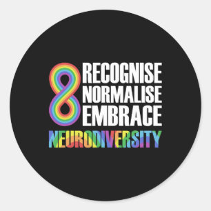 Novelty Neurodiversity Rainbow Infinity Autism Awa Classic Round Sticker