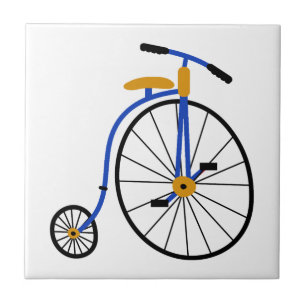 Novelty Old Fashioned Bike Blue Ceramic Tile
