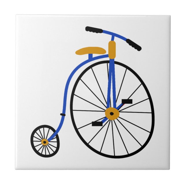 Novelty Old Fashioned Bike Blue Ceramic Tile (Front)