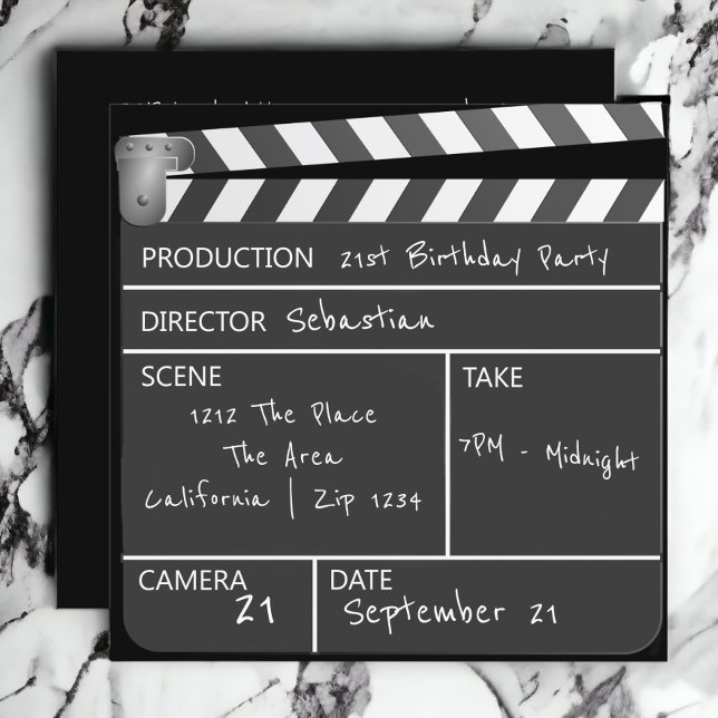 Novelty Personalised Custom Movie Clapperboard Invitation (Creator Uploaded)