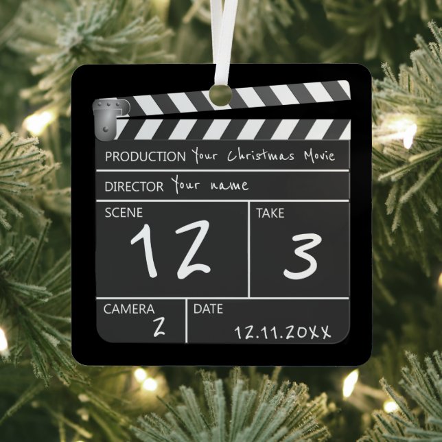 Novelty Personalised Custom Movie Clapperboard Metal Tree Decoration (Insitu)