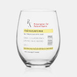 Novelty Prescription Wine Glass Customisable<br><div class="desc">Indulge in a dose of laughter with our Custom Prescription Wine Glass, the perfect remedy for the end-of-day blues. Crafted for those who appreciate a good chuckle with their chardonnay, this novelty glass is your ticket to unwind in style. Featuring a customisable prescription label printed on the front, it's tailored...</div>