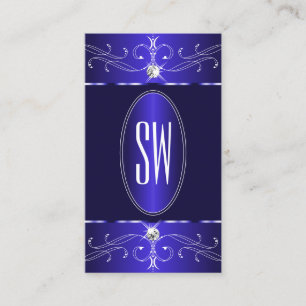 Novelty Royal Blue Ornate Ornaments Monogram Chic Business Card