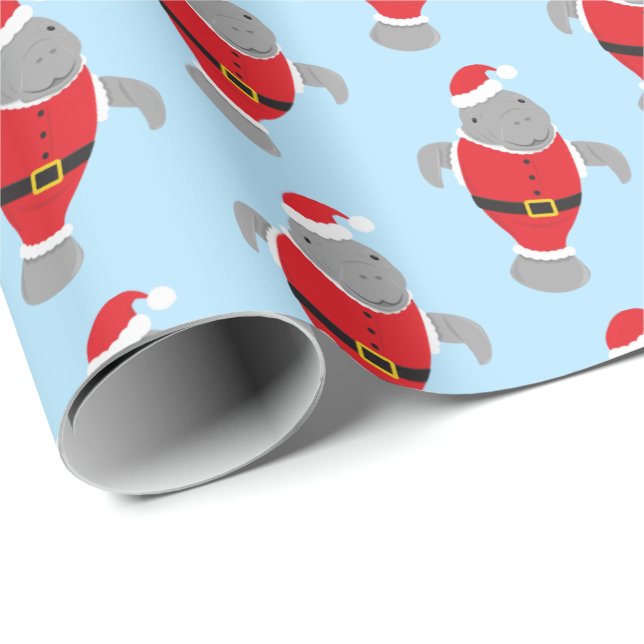 Novelty Santa Animal Manatee Christmas Wrapping Paper (Roll Corner)