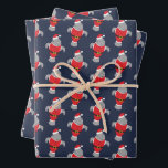 Novelty Santa Animal Manatee Christmas Wrapping Paper Sheet<br><div class="desc">Manatee wrapping paper sheets with cartoon manatees dressed up in Santa outfits all in a pattern on a navy blue background. Make your gifting festive and aquatic in a way they aren’t expecting. Choose this wrapping paper and have some extra fun, to go with your already merry Christmas! Novelty Santa...</div>