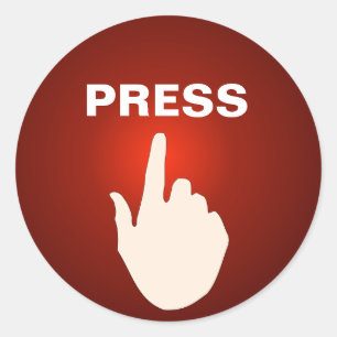 Novelty Stickers - Cartoon Finger titled 'Press' 
