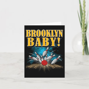 Novelty Ten Pin Brooklyn Baby Funny Bowler And Bow Card