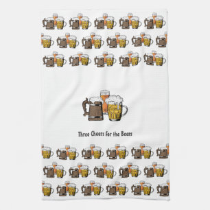 Novelty Three Beers Cartoon CUSTOMIZABLE PHOTO Tea Towel
