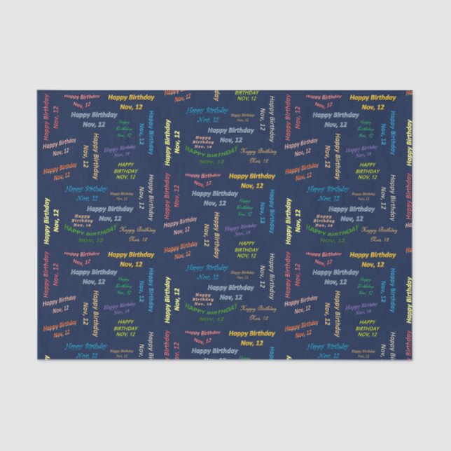 November, 12 Birthday Tissue Paper (Front)