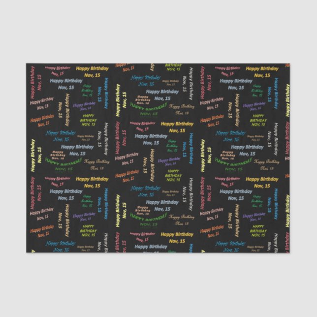 November, 15 Birthday Tissue Paper (Front)