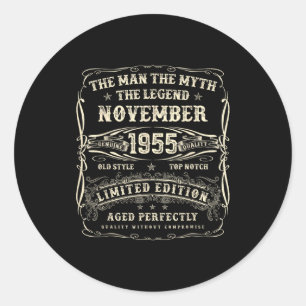 November 1955 70th Birthday For Men 70 Year Old Bd Classic Round Sticker
