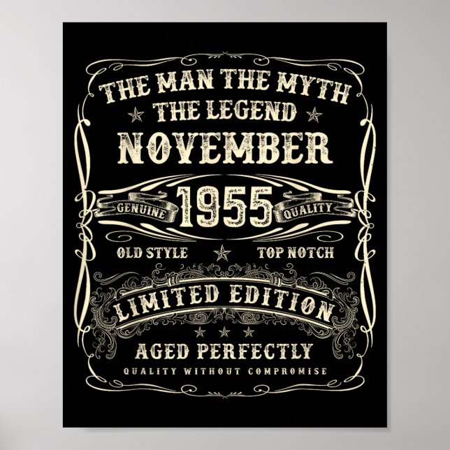 November 1955 70th Birthday For Men 70 Year Old Bd Poster (Front)