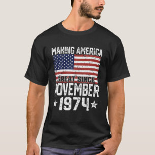 November 1974 American Flag 47Th Birthday Gifts 47 T-Shirt