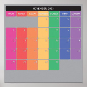 November 2023 planer calendar colour days poster