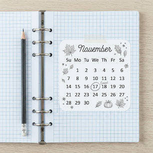November 2027 Flex Start Calendar Square Sticker
