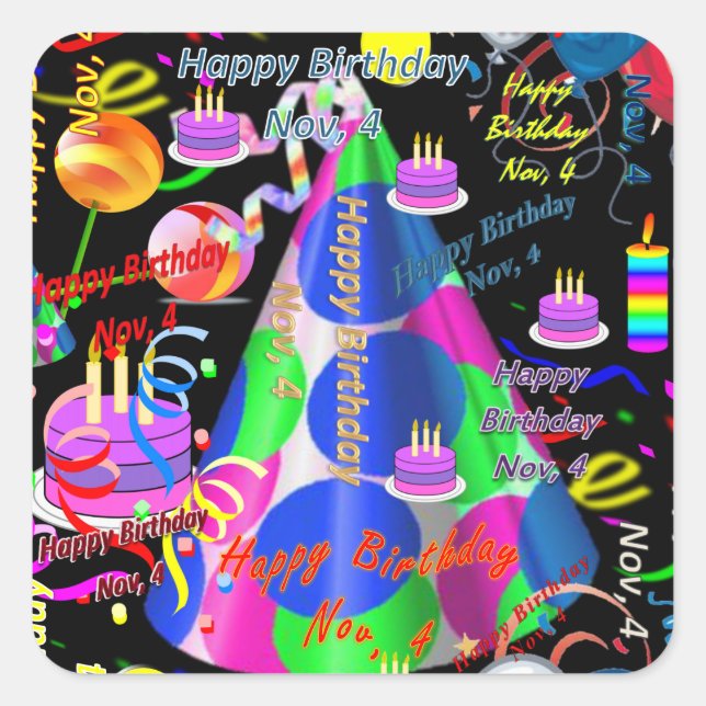 November, 4 Kids Birthday Stickers (Front)